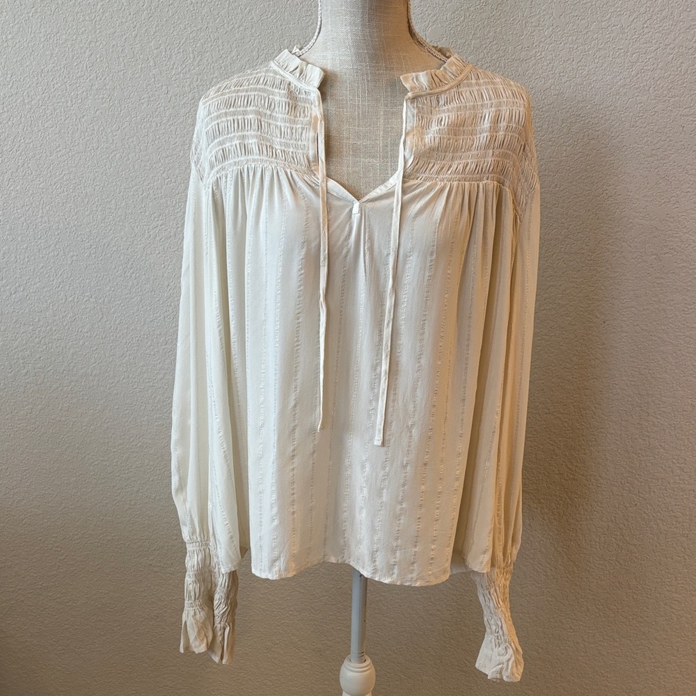 NWT A.N.A Cream Blouse with Textured Detail Size XXL